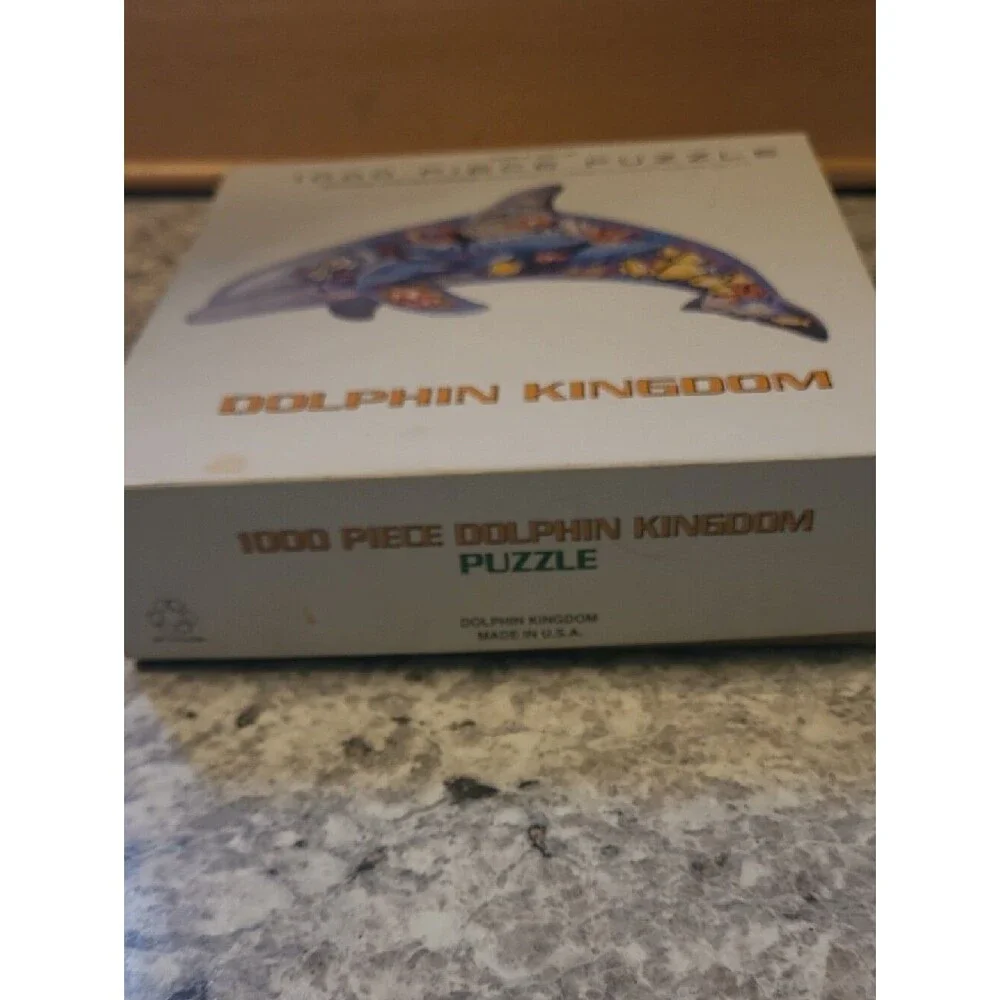 Dolphin-Shaped 1000-Piece Jigsaw Puzzle Not Tested USA Made Dolphin Kingdom